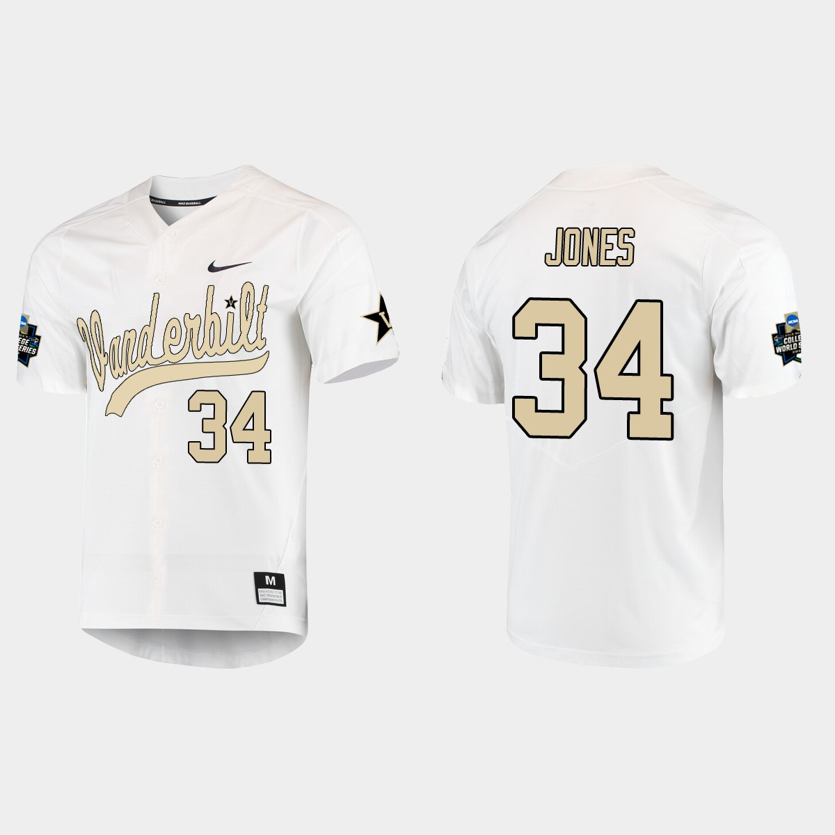 Spencer Jones Vanderbilt Commodores College World Series Jersey - White