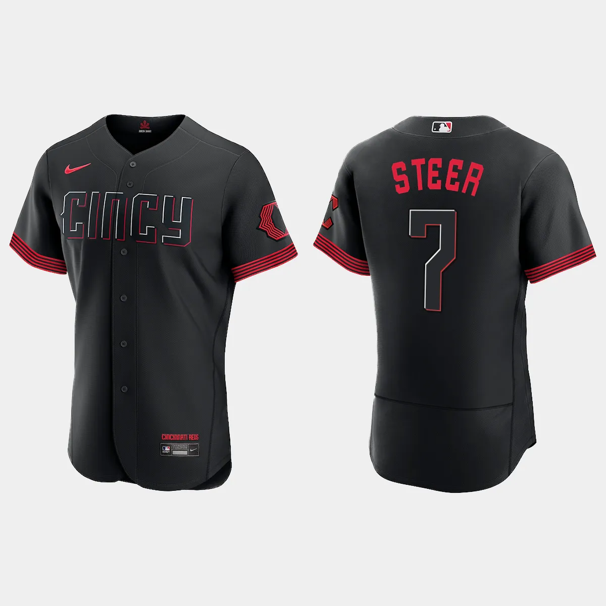 Spencer Steer Cincinnati Reds 2023 City Connect Jersey - Black