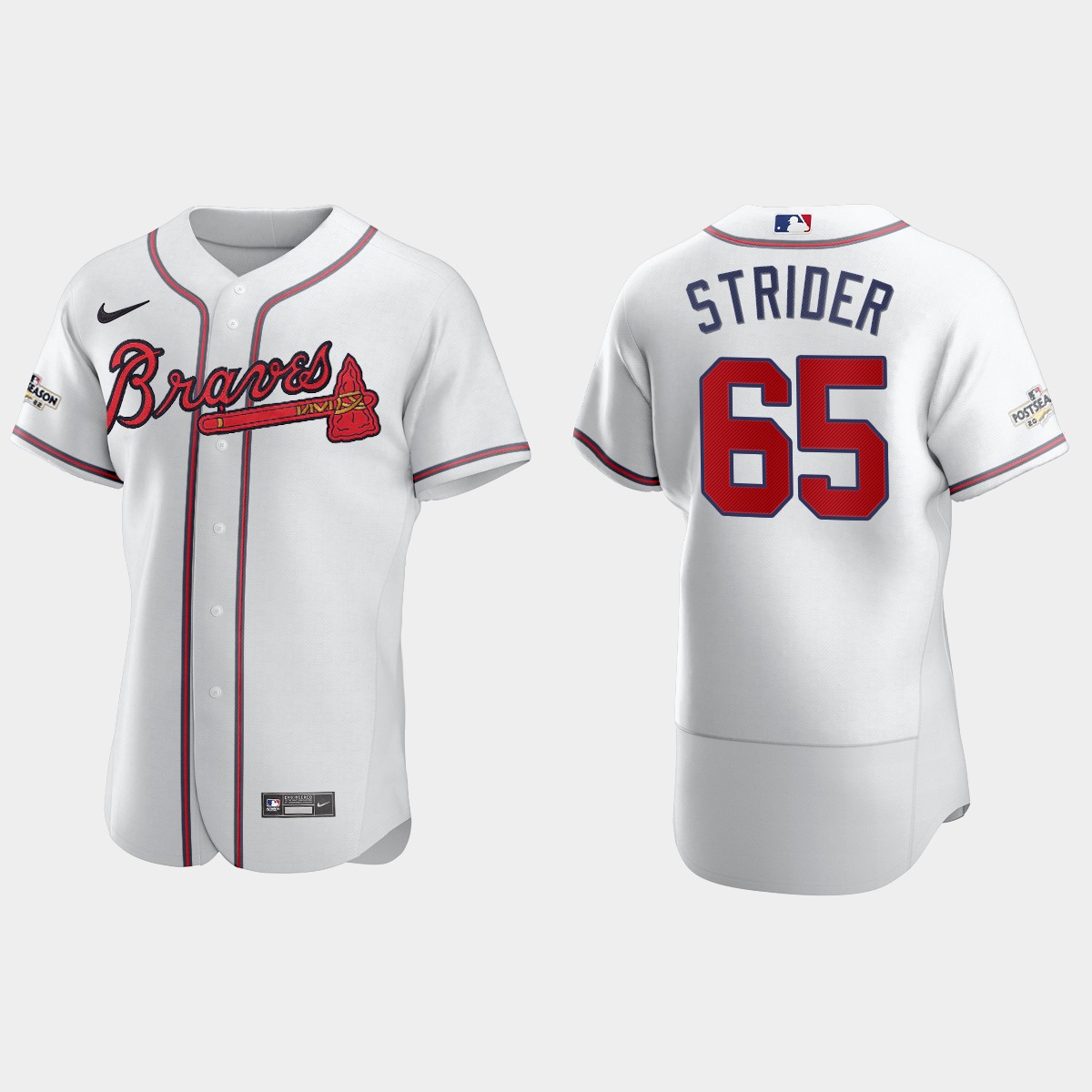 Spencer Strider Atlanta Braves 2022 Postseason Jersey - White
