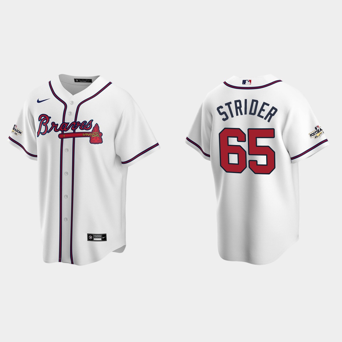 Spencer Strider Atlanta Braves 2022 Postseason Jersey - White