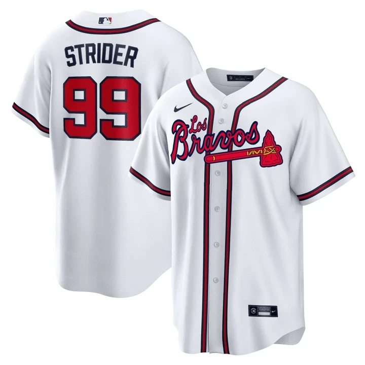 Spencer Strider Atlanta Braves Los Bravos White Cool Base Jersey - All Stitched