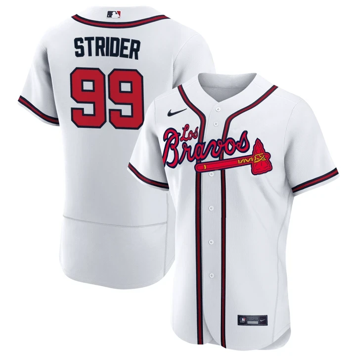 Spencer Strider Atlanta Braves Los Bravos White Flex Base Jersey - All Stitched