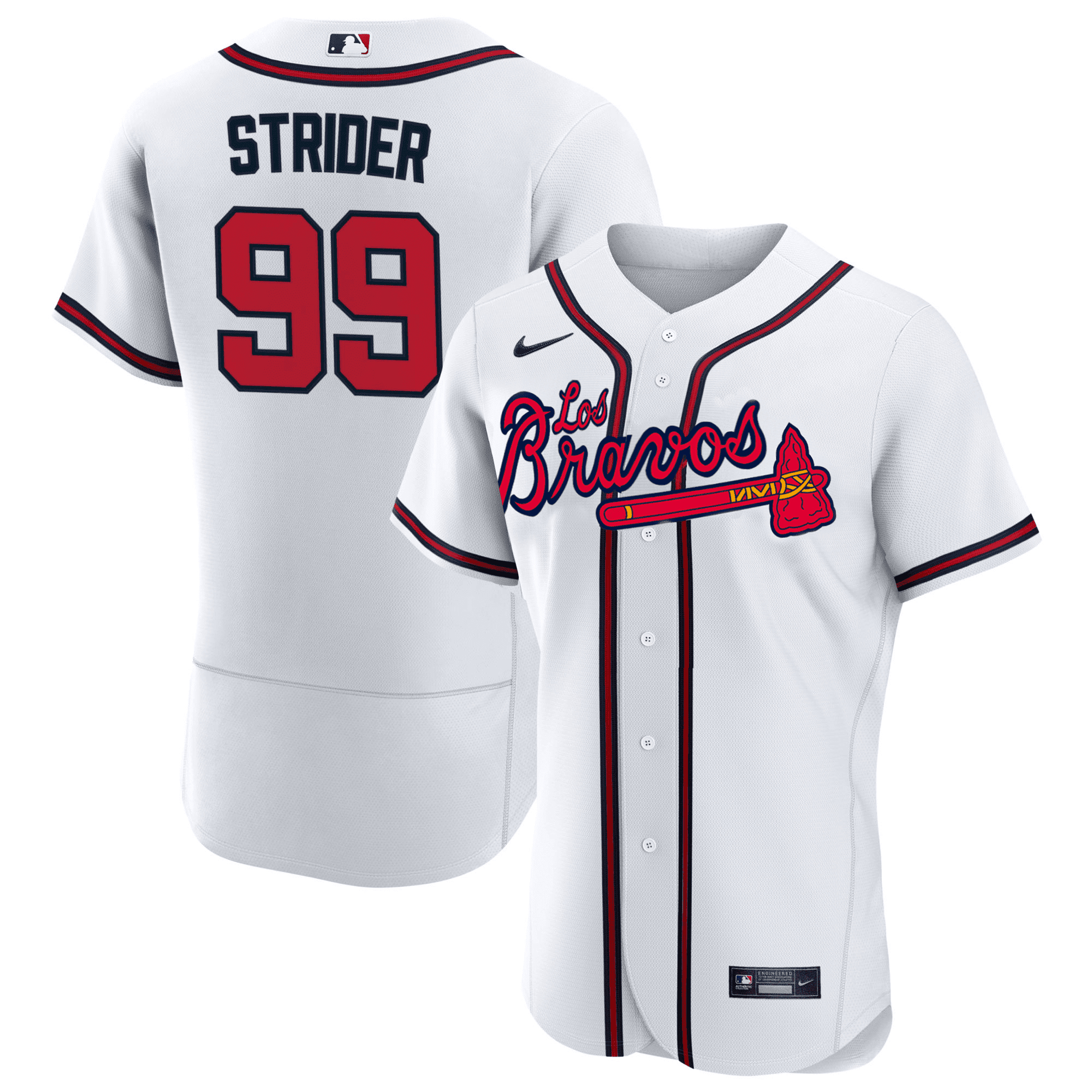 Spencer Strider Men's Atlanta Braves Los Bravos Flex White  Jersey - All Stitched