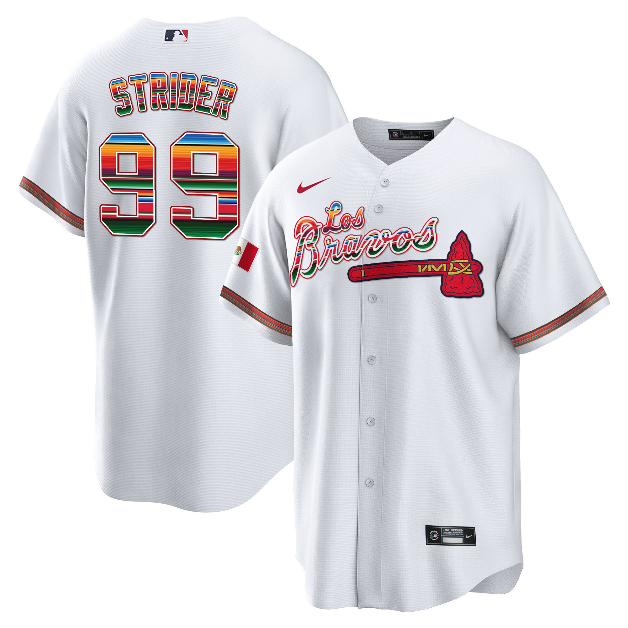 Spencer Strider Men's Atlanta Braves Los Bravos Mexico White Jersey - All Stitched