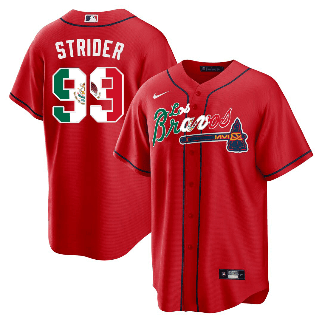 Spencer Strider Men's Atlanta Braves Los Bravos Special Mexico Edition Red  Jersey - All Stitched