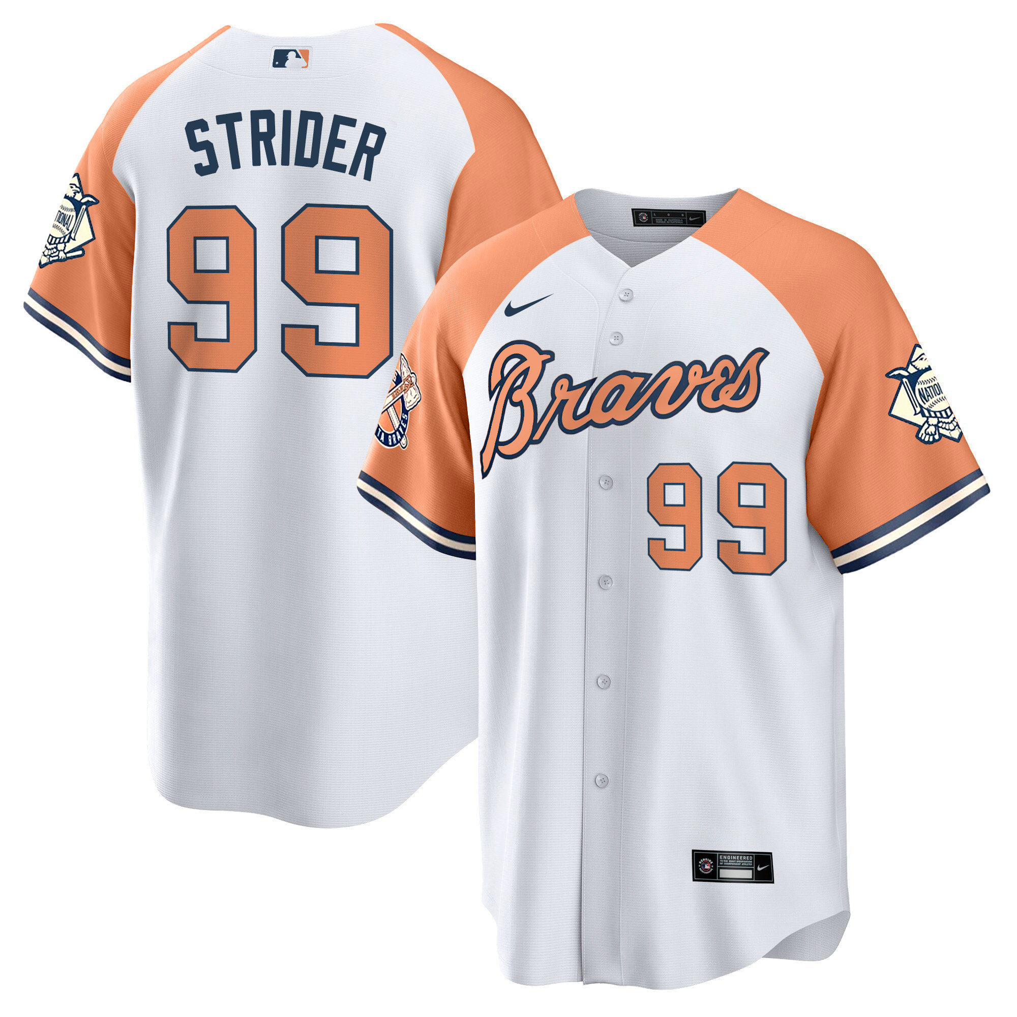 Spencer Strider Men's Atlanta Braves Peaches n' Cream Alternate Jersey - All Stitched
