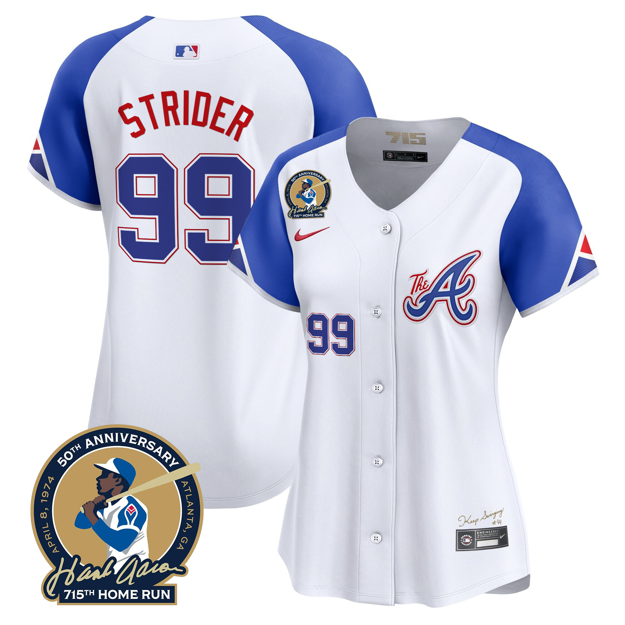 Spencer Strider Women's Atlanta Braves Hank Aaron 715th Home Run Patch Vapor Premier Limited City Connect Jersey - All Stitched