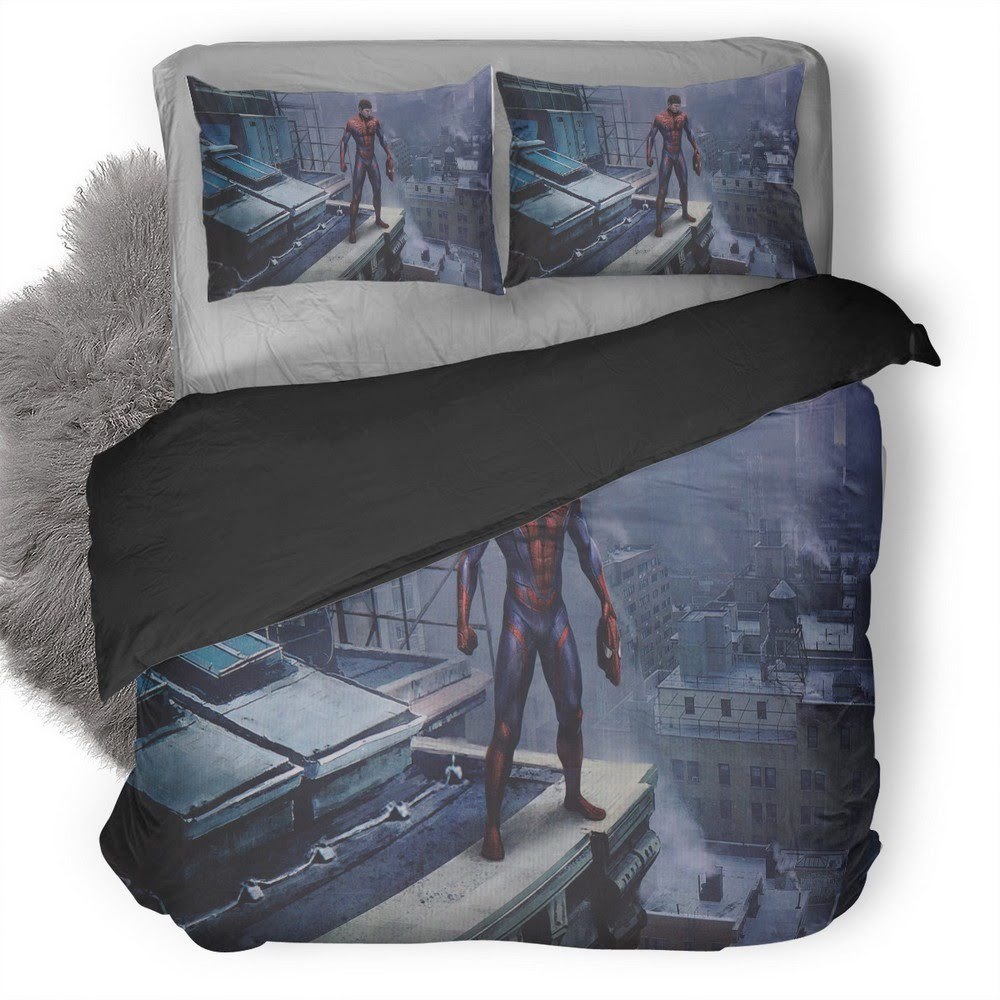 Spider-Man Standing On A Rooftop 3D Customized Duvet Cover Bedding Set