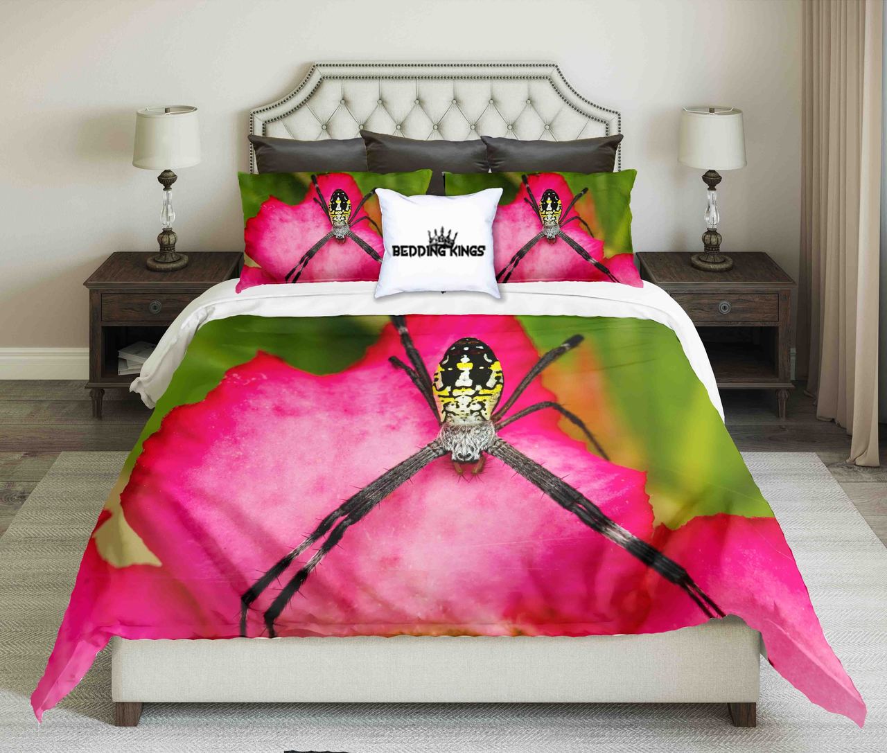 Spider On Flower Design Kings 3D Customized Duvet Cover Bedding Set