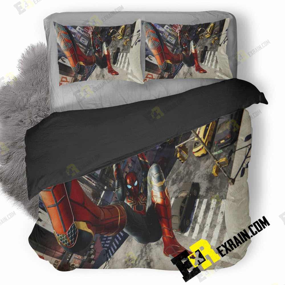 Spiderman Iron Suit Shooting Web Lr 3D Customized Duvet Cover Bedding Set
