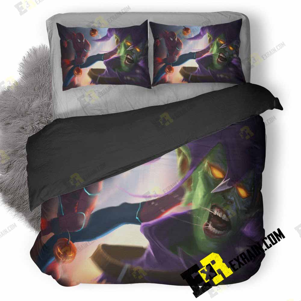 Spiderman Kicking Goblin Fu 3D Customized Duvet Cover Bedding Set