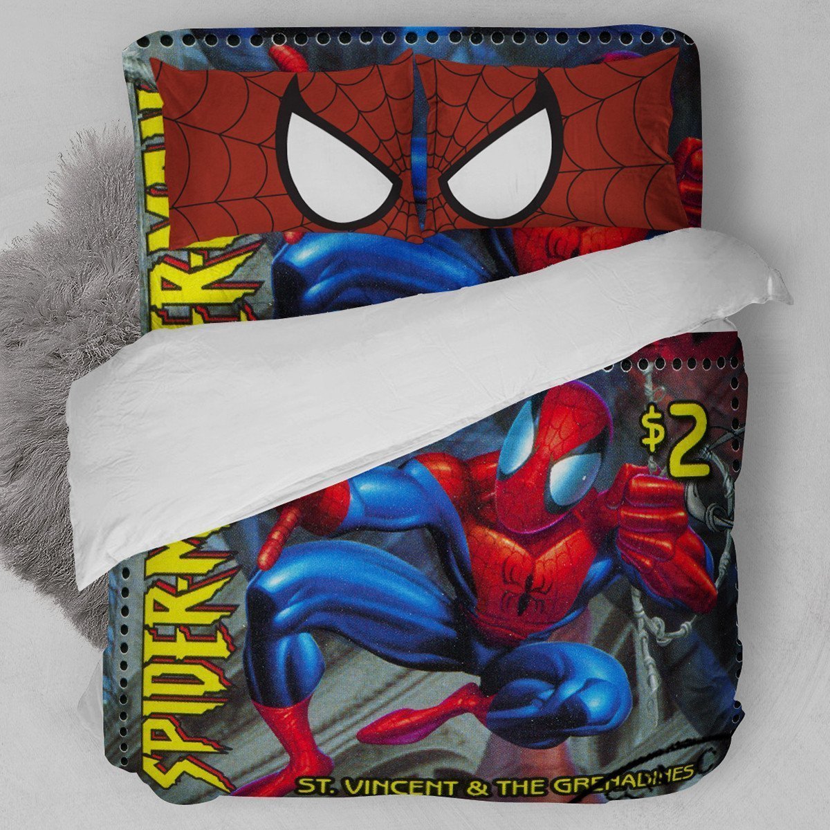 Spiderman Stamp Duvet Cover Bedding Set
