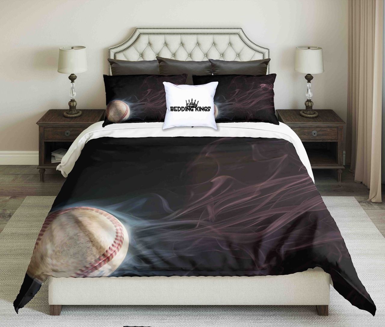 Spinning Baseball With A Trail Ofmoke Kings 3D Customized Duvet Cover Bedding Set