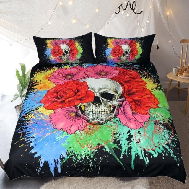 Splash Watercolor Floral Kull Art Hop 3D Customized Duvet Cover Bedding Set