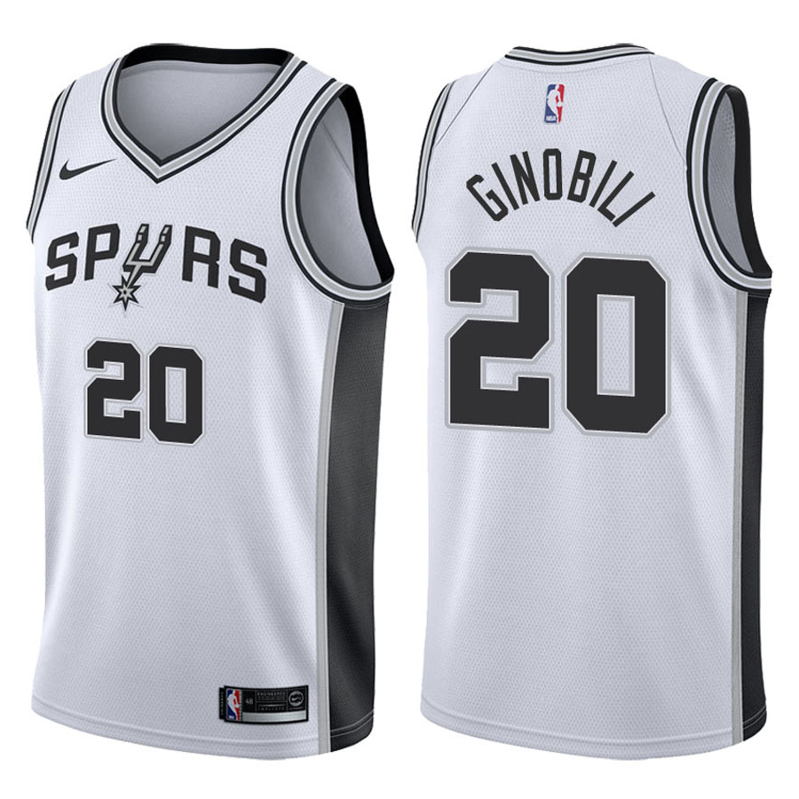 Spurs Male Manu Ginobili #20 2017-18 Association White Jersey