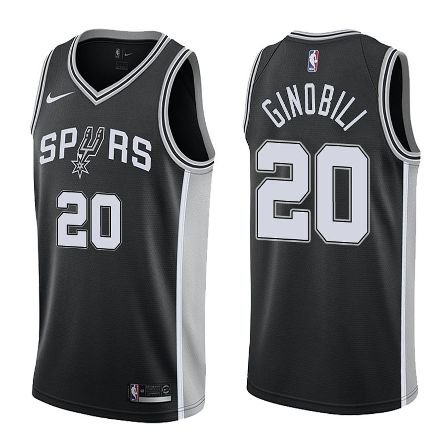 Spurs Male Manu Ginobili #20 2017-18 Icon Black Jersey