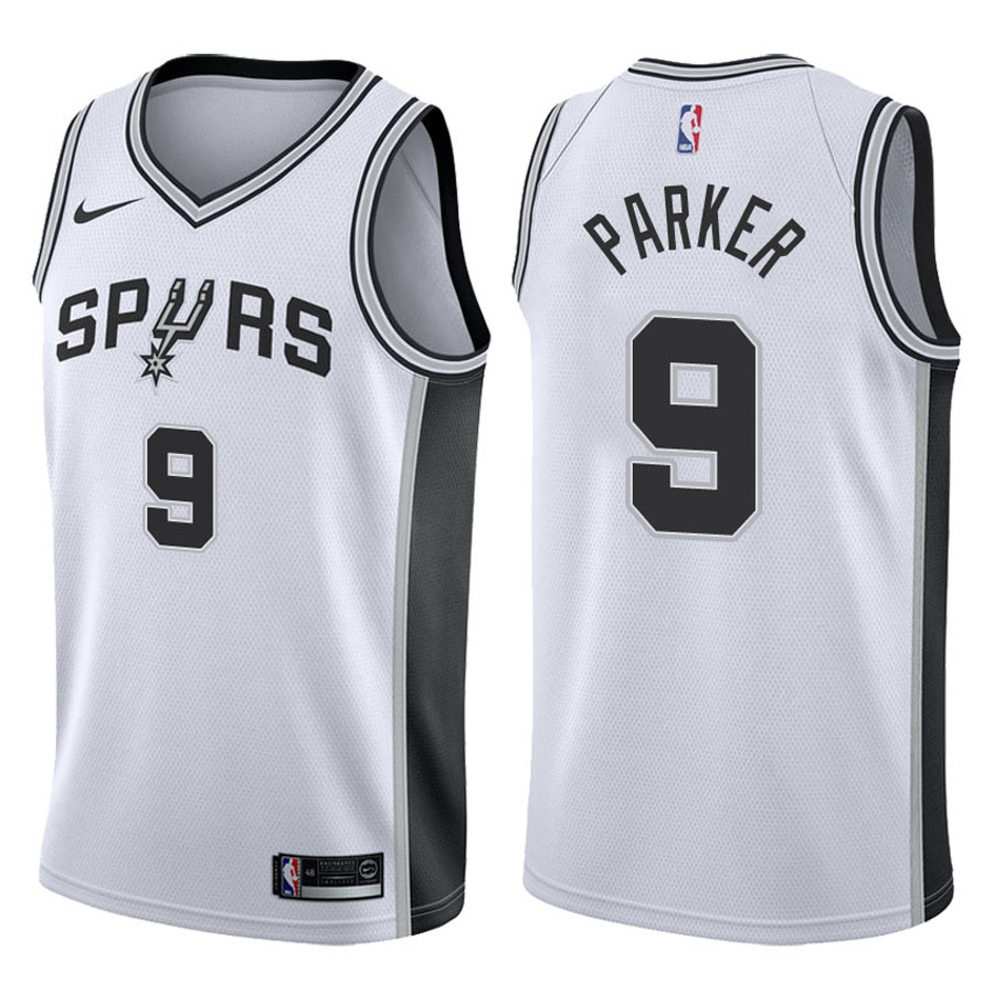 Spurs Male Tony Parker #9 2017-18 Association White Jersey