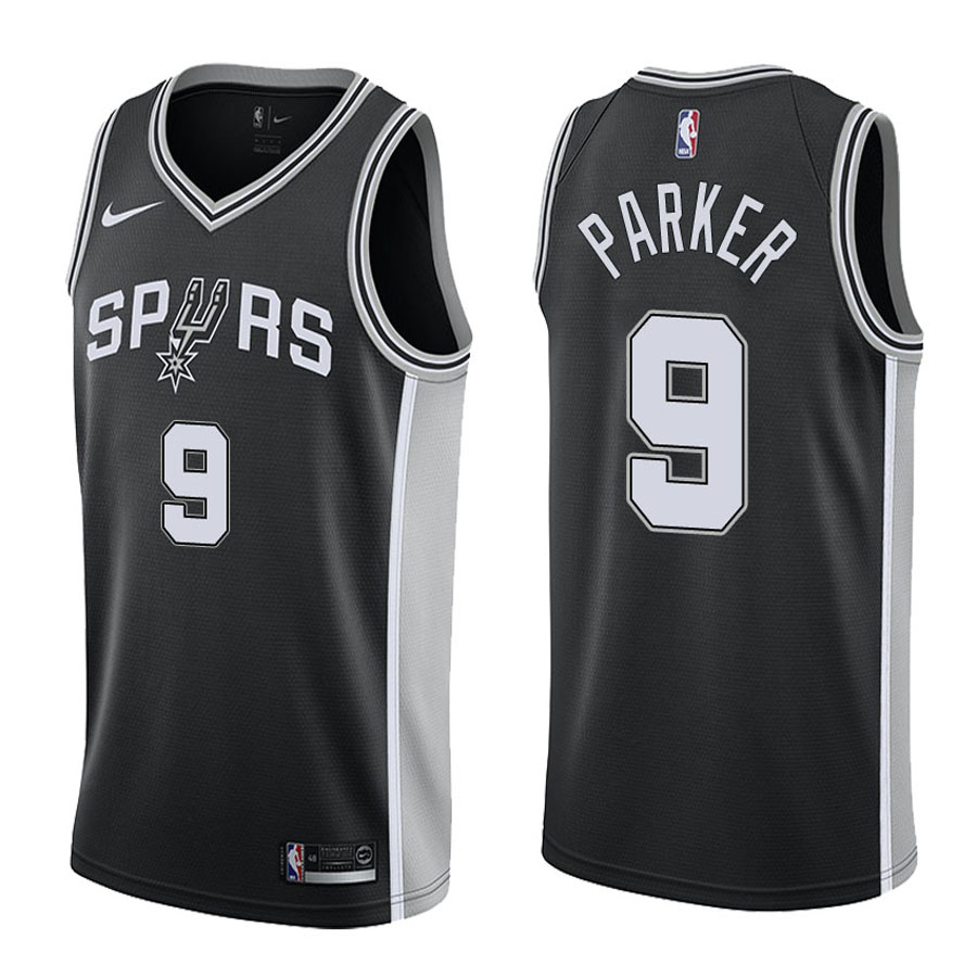 Spurs Male Tony Parker #9 2017-18 Icon Black Jersey