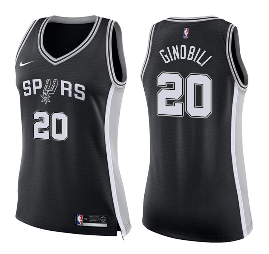 Spurs Women Manu Ginobili #20 2017-18 Icon Black Jersey