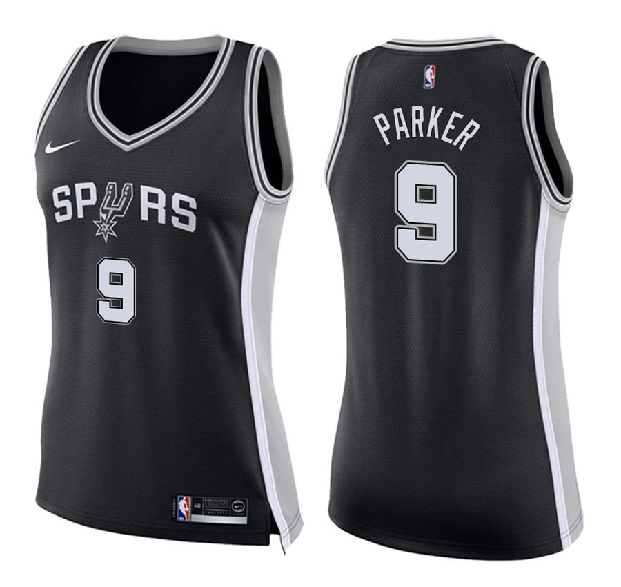 Spurs Women Tony Parker #9 2017-18 Icon Black Jersey