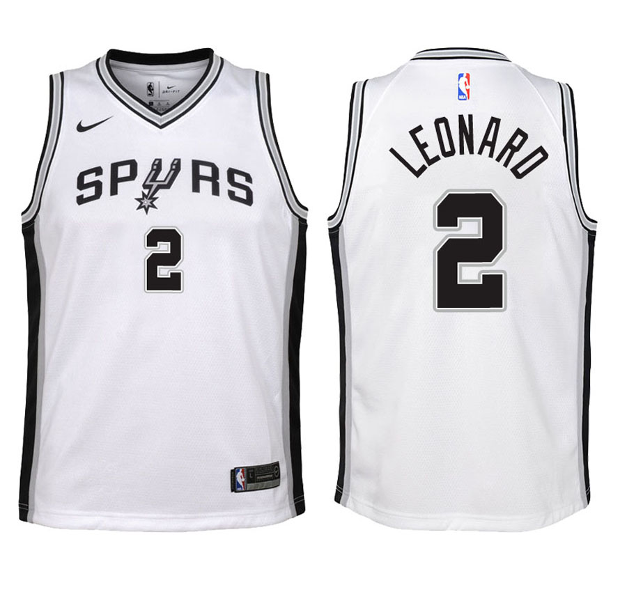 Spurs Youth Kawhi Leonard #2 2017-18 Association White Jersey