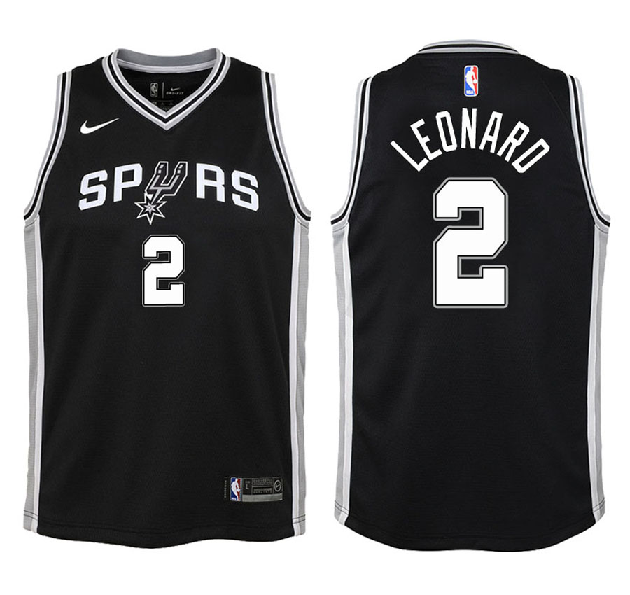 Spurs Youth Kawhi Leonard #2 2017-18 Icon Black Jersey