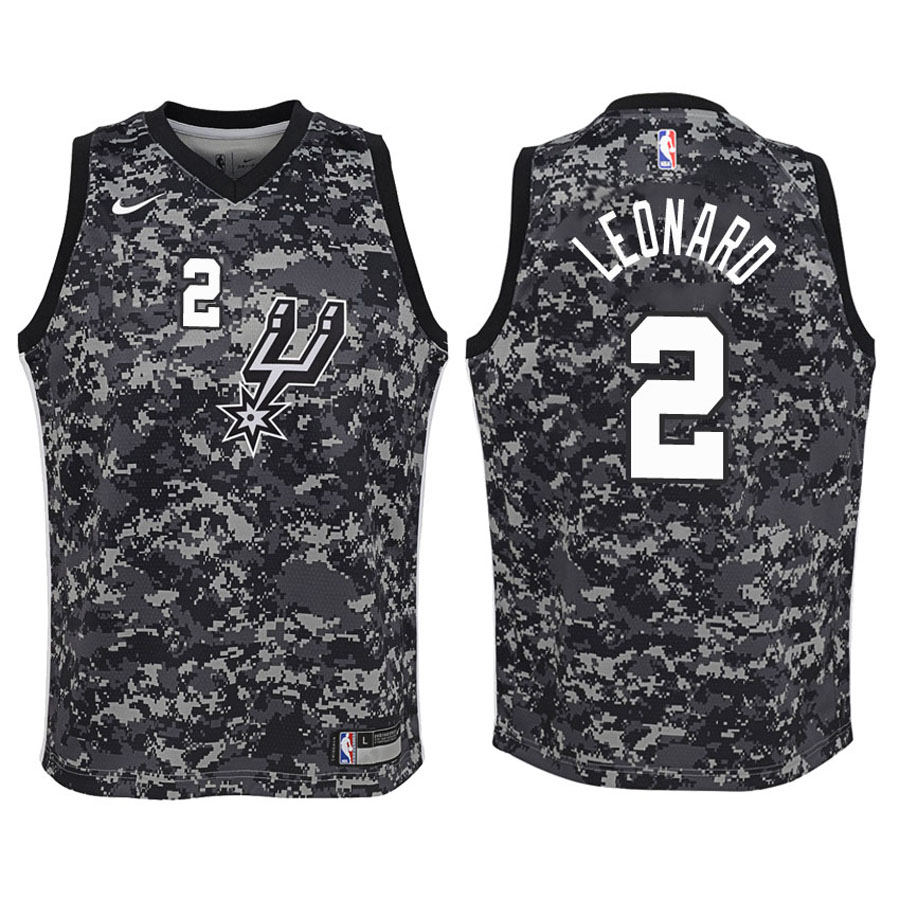 Spurs Youth Kawhi Leonard #2 City Edition Camo Jersey