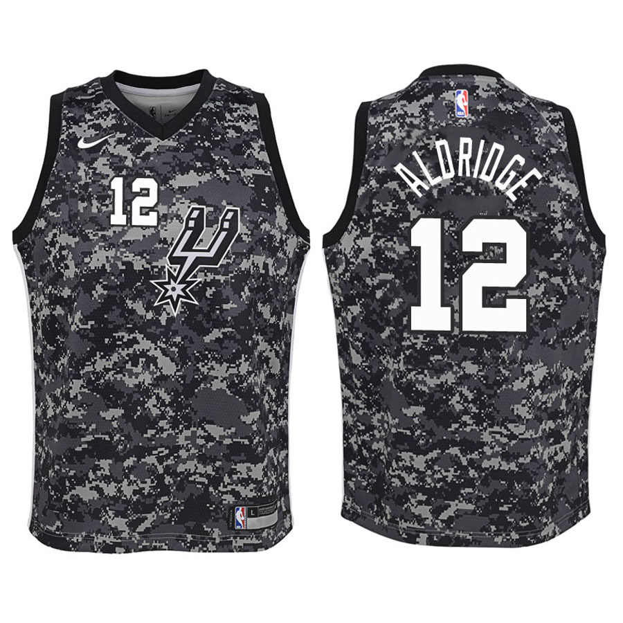 Spurs Youth LaMarcus Aldridge #12 City Edition Camo Jersey