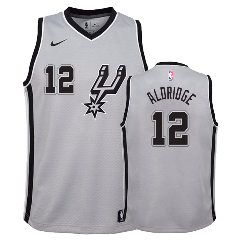 Spurs Youth LaMarcus Aldridge #12 Statement Silver Jersey