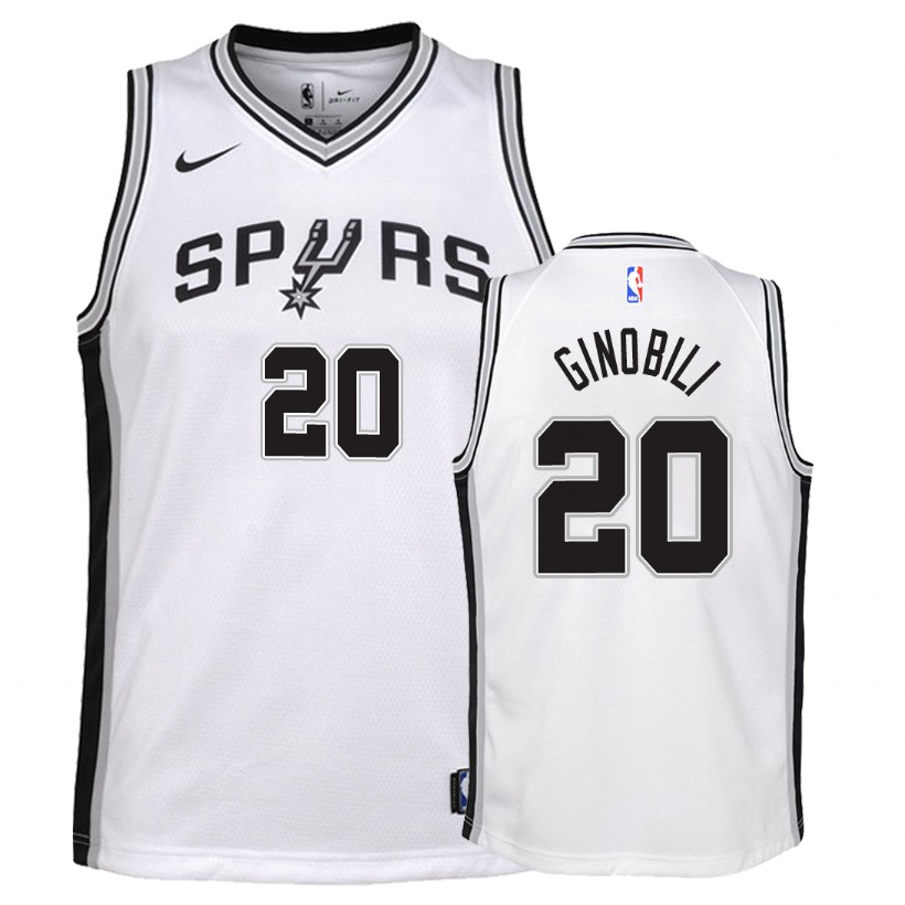 Spurs Youth Manu Ginobili #20 Association White Jersey