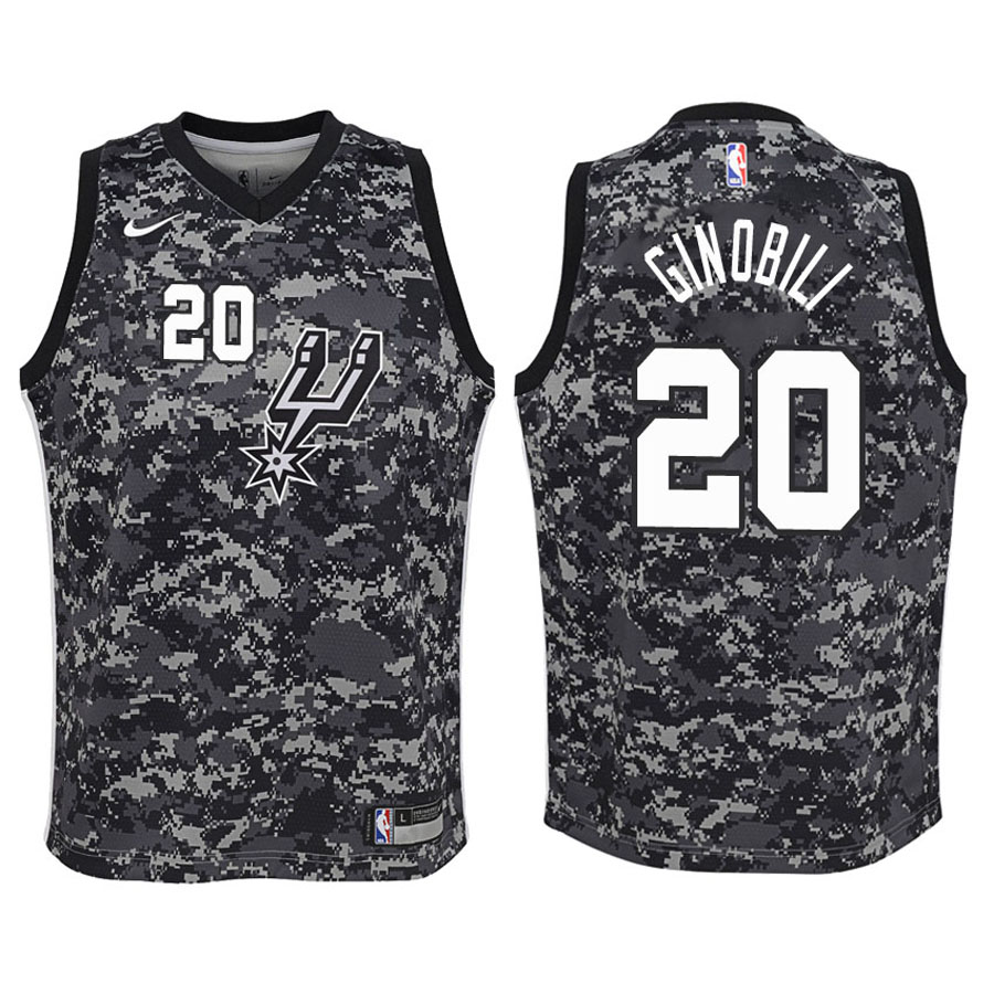 Spurs Youth Manu Ginobili #20 City Edition Camo Jersey