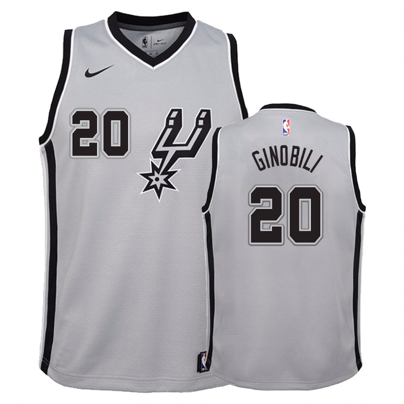 Spurs Youth Manu Ginobili #20 Statement Silver Jersey