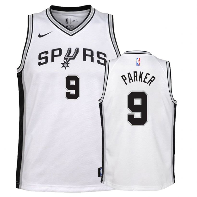 Spurs Youth Tony Parker #9 Association White Jersey