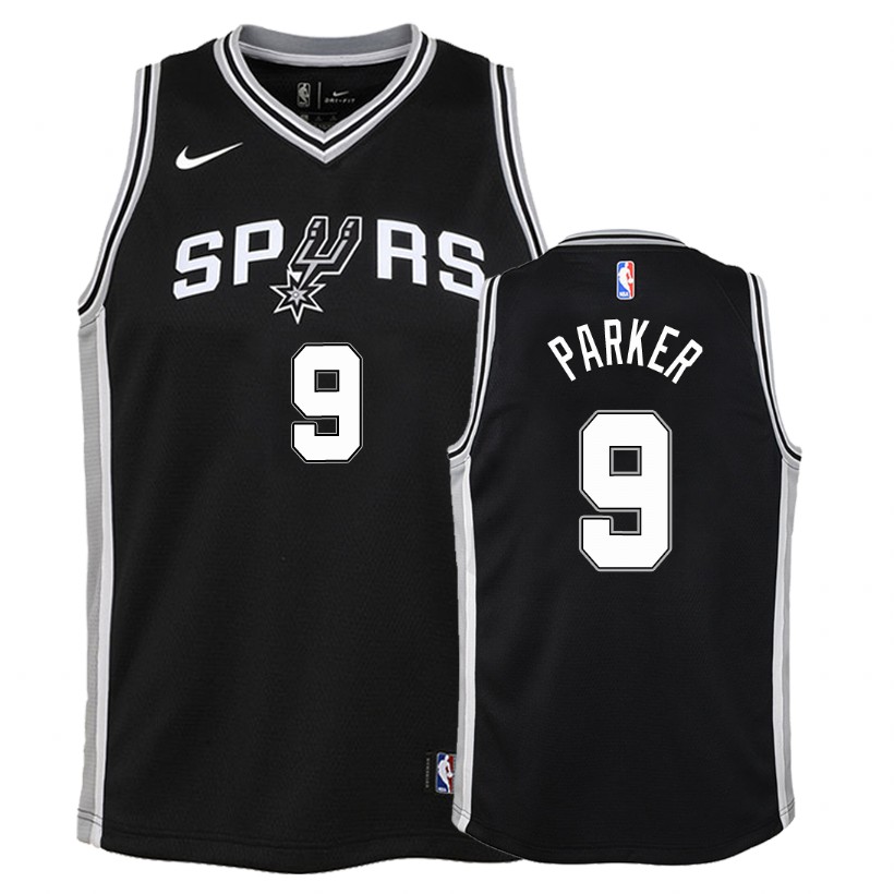 Spurs Youth Tony Parker #9 Icon Black Jersey