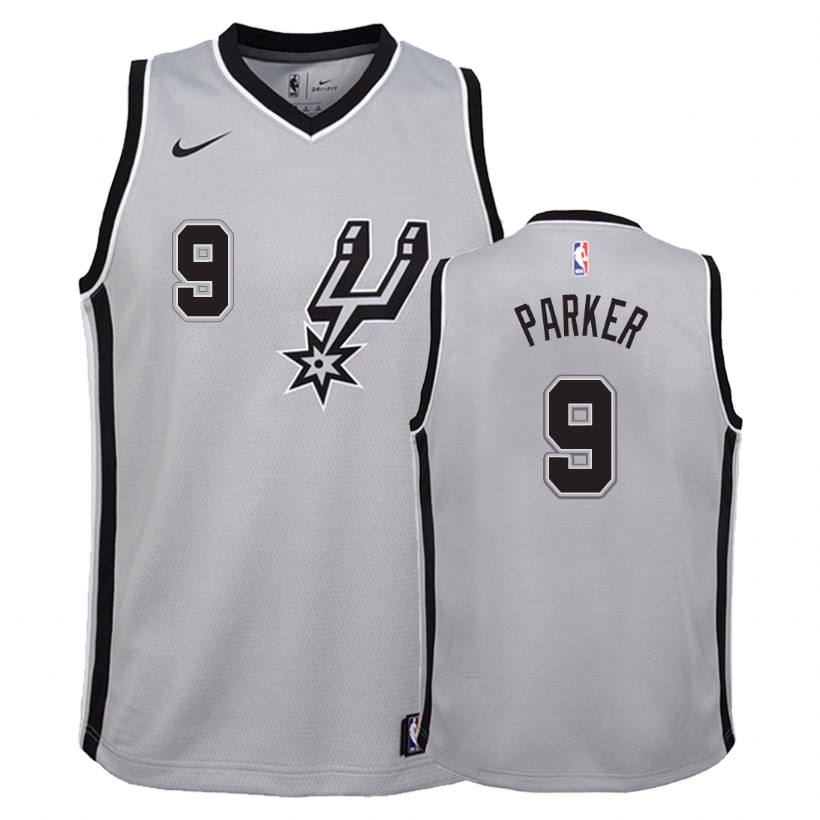 Spurs Youth Tony Parker #9 Statement Silver Jersey