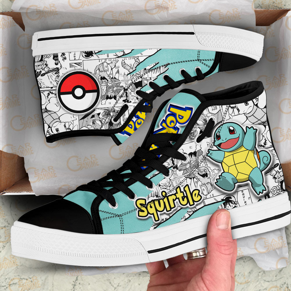 Squirtle High Top Shoes Custom Pokemon Anime Sneakers Mix Manga