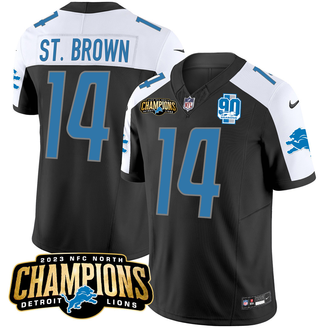 St. Brown Men's Detroit Lions 2023 NFC North Champions Patch Vapor Black Alternate Jersey - All Stitched 