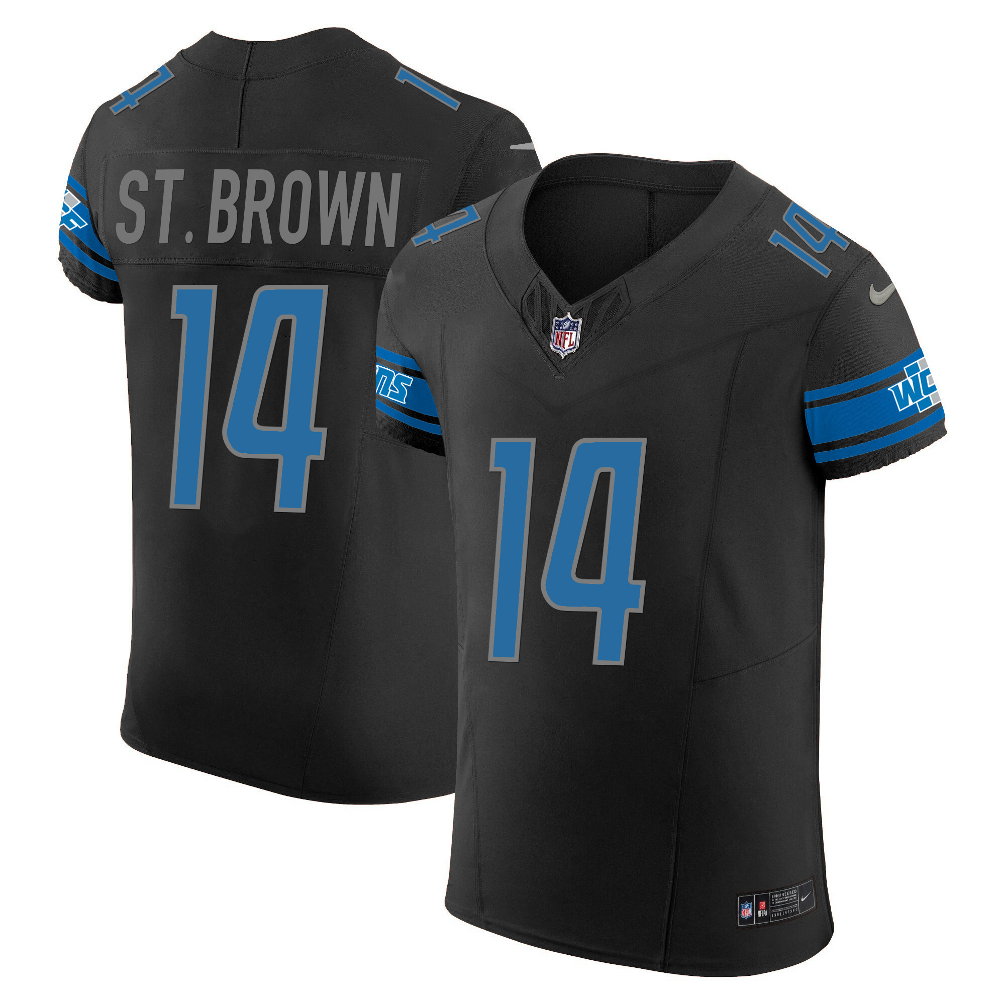 St. Brown Men's Detroit Lions Vapor Elite Black Jersey - All Stitched 