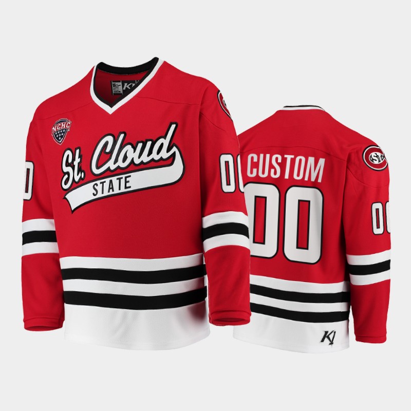 St. Cloud State Huskies Custom #00 College Red Away Jersey 2021-22
