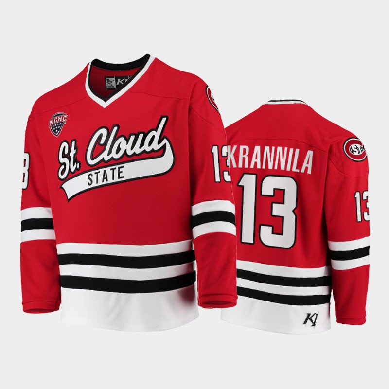St. Cloud State Huskies Jami Krannila #13 College Red Away Jersey 2021-22