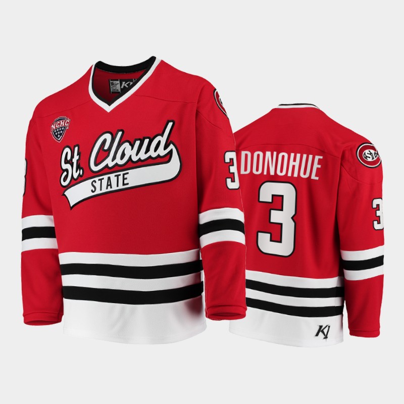 St. Cloud State Huskies Seamus Donohue #3 College Red Away Jersey 2021-22