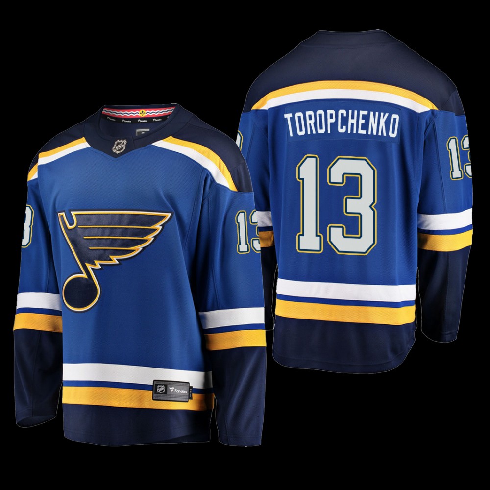 St. Louis Blues #13 Alexey Toropchenko Blue Home Breakaway Player Jersey