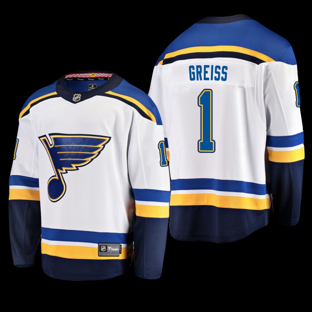 St. Louis Blues #1 Thomas Greiss White Away Breakaway Player Jersey