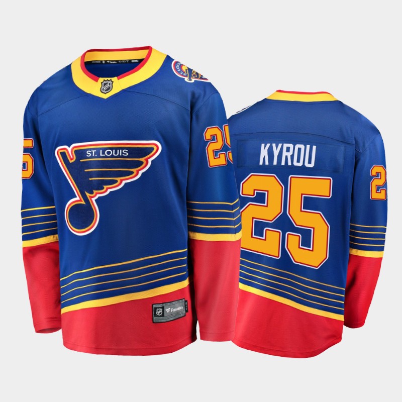St. Louis Blues Jordan Kyrou #25 Retro Blue 2020-21 Breakaway Player Jersey