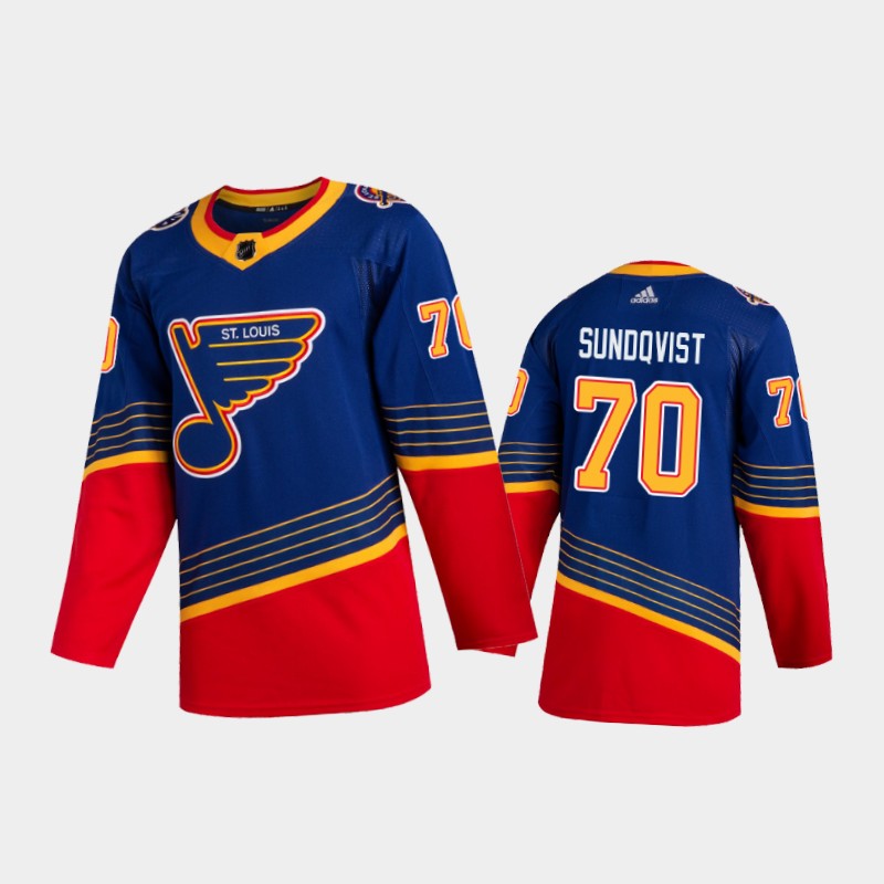 St. Louis Blues Oskar Sundqvist #70 2020 Season Retro ADIZERO Blue Jersey