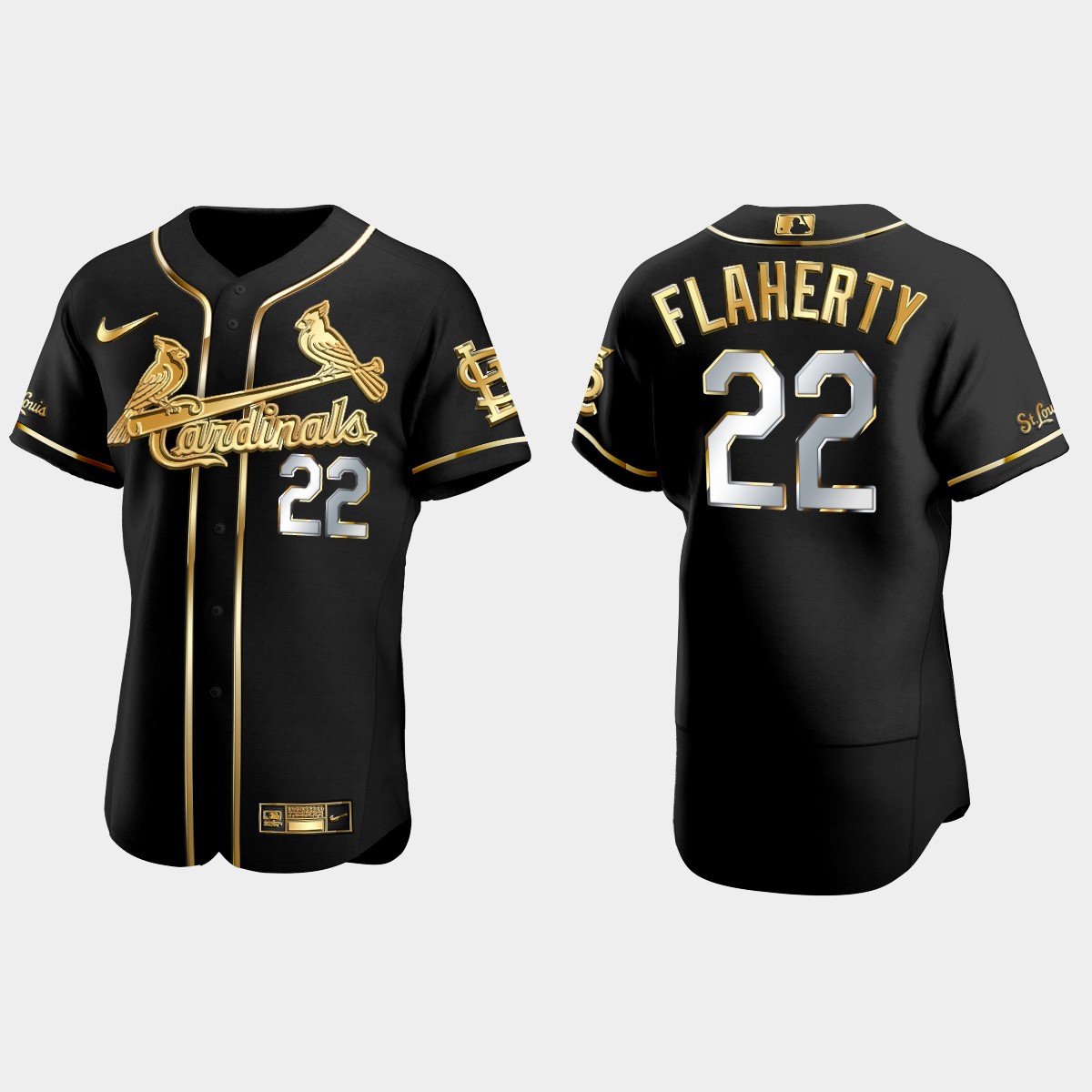 St. Louis Cardinals #22 Jack Flaherty Gold Edition Jersey - Black