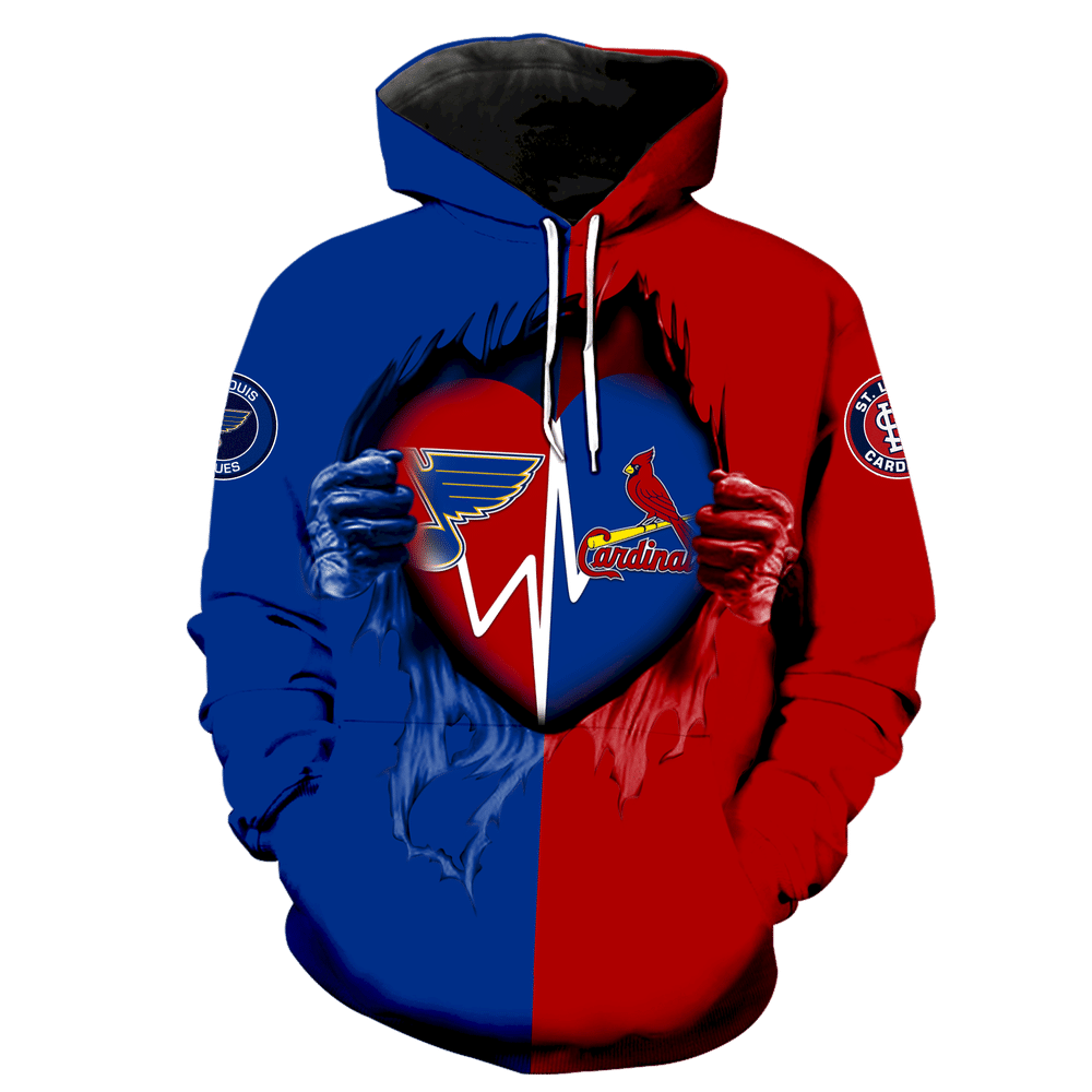 St. Louis Cardinals St. Louis Blues All Over Print V1119 Hoodie Zipper