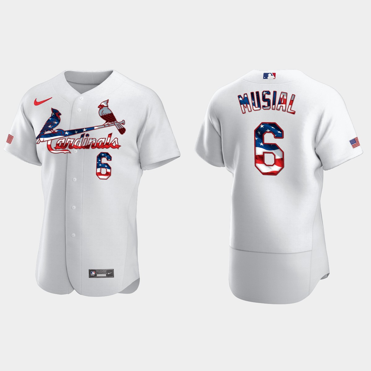 St. Louis Cardinals Stan Musial 2020 Stars And Stripes 4th of July Jersey - White