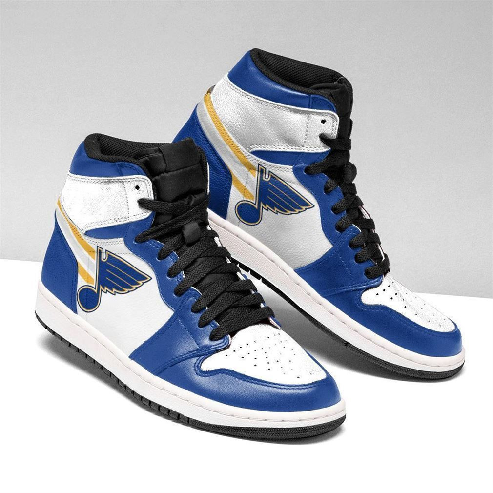 St Louis Blues NHL Fashion Sneakers Basketball Shoes Leather High Top Air Jordan Sneaker, Air Jordan Hightop