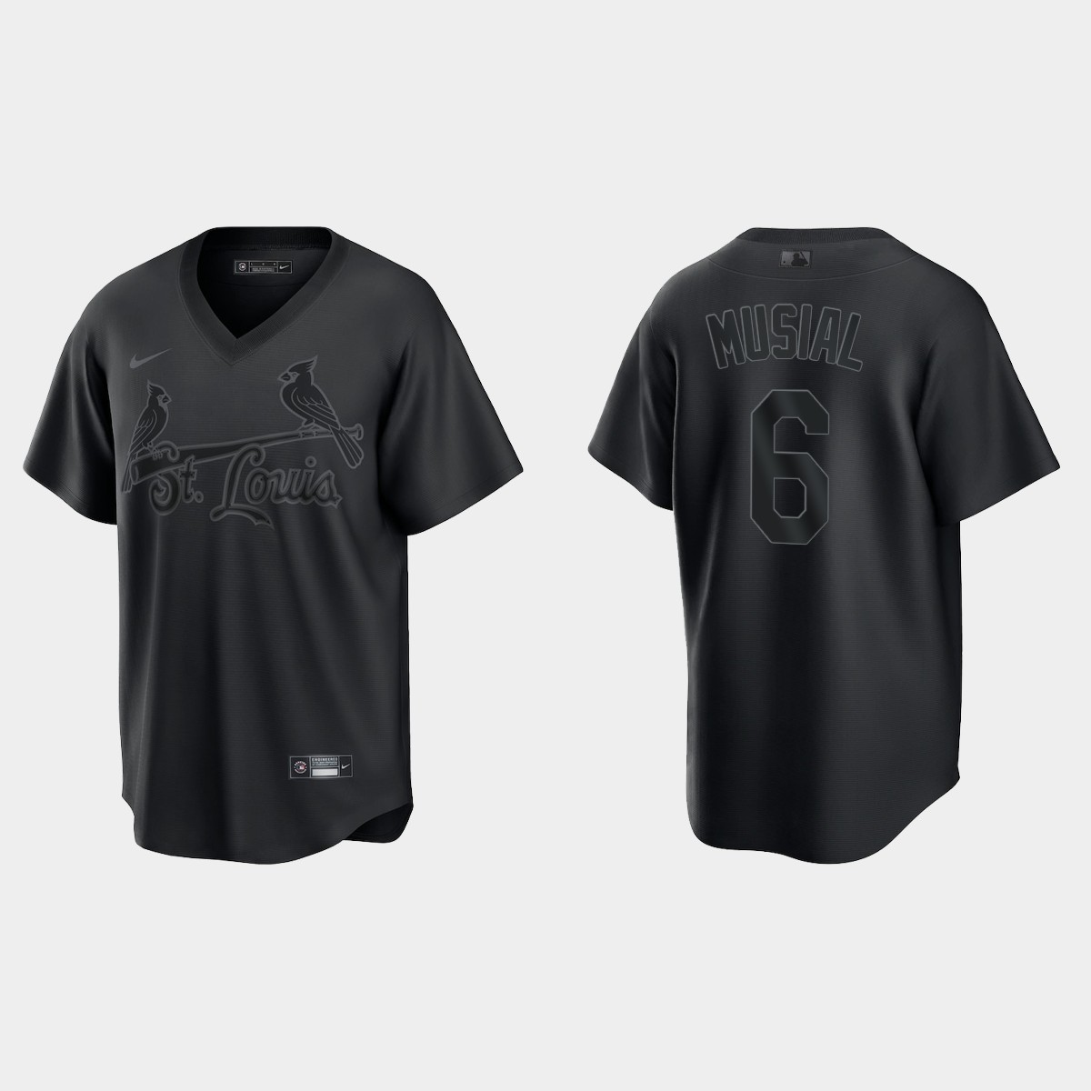 Stan Musial St. Louis Cardinals Pitch Black Fashion Jersey - Black